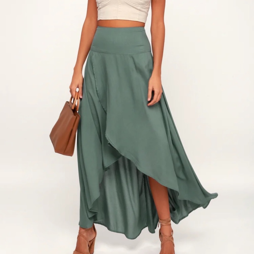 O'Neill Sage Green High-Low Maxi Skirt